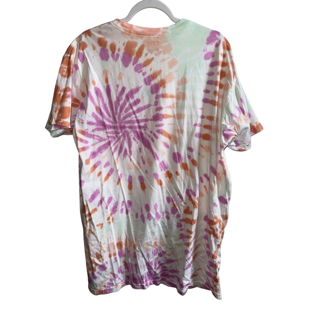 Vans Off The Wall Tie Dye T-Shirt Dress Spiral Pastel Peach Purple Mint Large - Picture 6 of 8